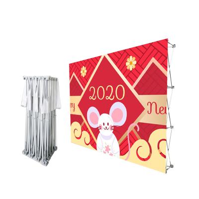 China Custom 10Ft Outdoor Portable Aluminum Tension Fabric Printing Pop Up Wall Banner Display Stand For Advertising for sale