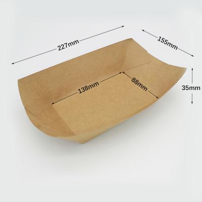 China Bio-degradable Super Quality Brand name white cardboard cake boat shape Paper tray for sale