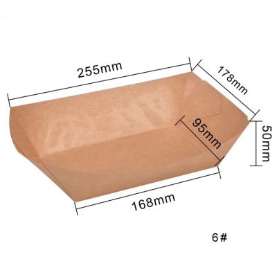 China Biodegradable Biodegradable Kraft Paper Boat Shape Bakery Packaging Disposable Tray for sale