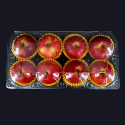 China Disposable Wholesale 8 Cavities PET Clear Plastic Apple Fruit Packaging Clamshell Box for sale