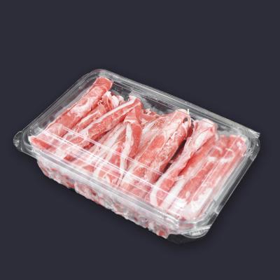 China PET Disposable Retail Rectangle Meat Rolls Packaging Clear Plastic Box for sale