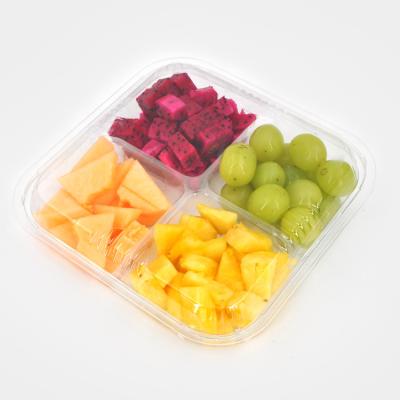 China Competitive Price Disposable Vacuum PET Plastic 4 Cell Fruit Cut Out Packaging Box for sale