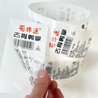 China Hot Selling Waterproof OEM Printed Water Black Waterproof Clear Transparent Health Care Health Care Glossy Barcode Food Jar Bottle Label Sticker Roll for sale