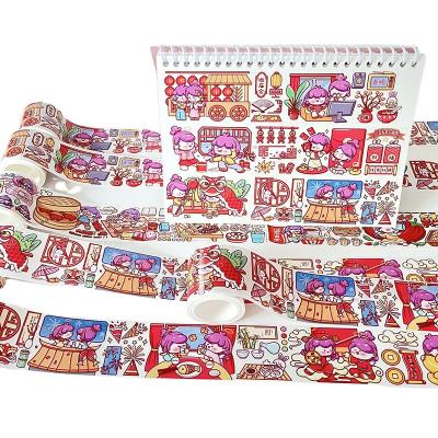 China 2023 Happy New Years Maker Custom Design Clear Washi Sticker Adhesive Decorative Sticker Printing Washi Paper Tape Stickers Set Kawaii Roll for sale