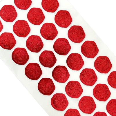 China Waterproof custom design circle die cut red embossed sticker labels luxury jar bottle self adhesive seal labels sheet with embossed logo for sale