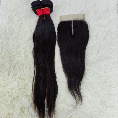 China Letsfly Silky Straight Wave Free Shipping 18 Inch Bundles With Closure Vendors Virgin Hair Extensions 4x4 T Piece Piano Lace Closure for sale