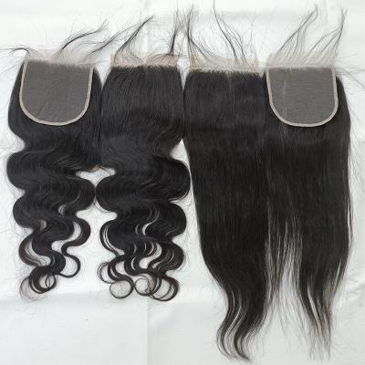 China LetsFly 10A Quality Silky Straight Waist And Body Wave Hair Brazilian Straight Hair Closure 5x5 Wave Lace Closure For Extensions F for sale