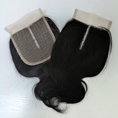 China Letsfly Body Wave Body Wave Closure Brazilian Hair T Part Machine Made 4X4 Closure With Factory Price for sale