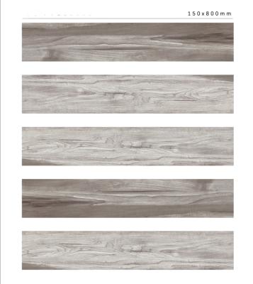 China Hot Sale 150x800mm Wooden Gray Color Porcelain Pattern Tiles China Pattern Matte Outdoor Floor Tiles for sale