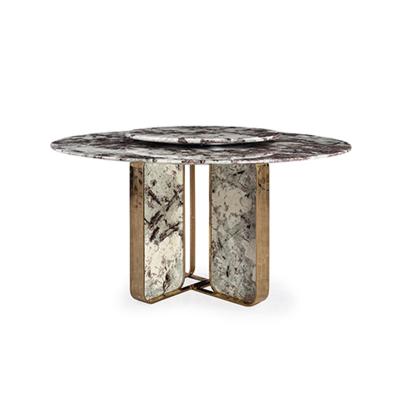 China (Others)Adjustable Dining Room Furniture Around Gray Marble Dining Table With Rotating Center for sale