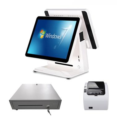 China Hot USB Vending All In One Point Of Sale Screen Double POS Machine With Laser Printer for sale