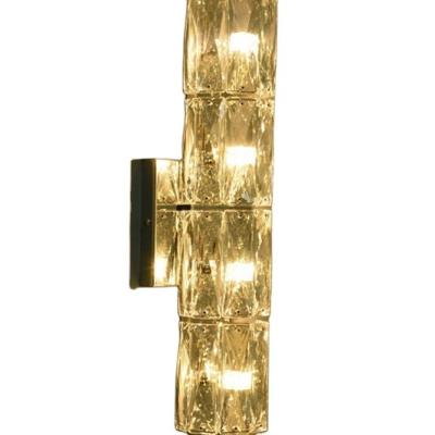 China Creative Contemporary Crystal Wall Lamp Vertical Adjustable Modern Gold Color High Grade Length Post Art Led Crystal Wall Lamp for sale