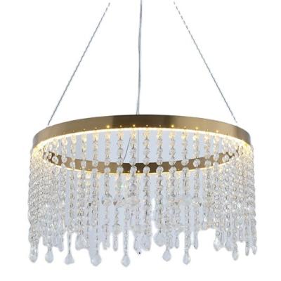 China Adjustable Length Indoor Luxury Chandelier Hang Lamp Modern Led Crystal Stainless Steel Lamp Body K9 Modern Chandelier for sale