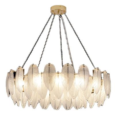 China Art Colored Glass Round Hotel Adjustable Postmodern Light Luxury Pendant Light Handmade Chandelier Glass Length Living Room Pendant Lamp for sale