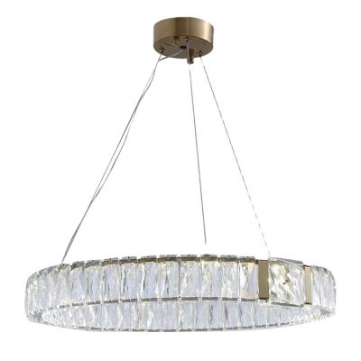 China Length Adjustable Modern Gold Plating Chandelier K9 Round Crystals Led Pendant Light For Resorts Decoration Led Crystal Chandelier for sale