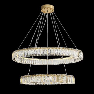 China Modern Ring Chandelier And Led Chandelier Length Adjustable Ring Hot Selling Stainless Steel Circular Light Led Crystal Ceiling Pendant Lamp for sale