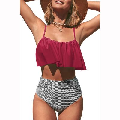 China 2022 Women's Removable Padded Bandeau Waist Swimwear Plus Size Support Bikinis Beach Wear Tops for sale