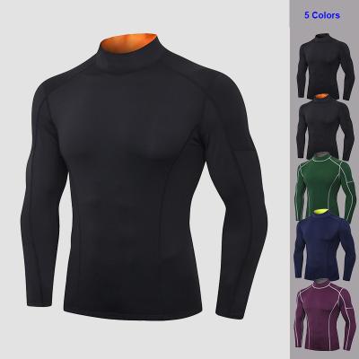 China Breathable Bodybuilding Running Solid Long Sleeve T-shirt 5 Sleeve Single High Elastic Compression Fitness Training Slim Fit Men Jogging Suits for sale