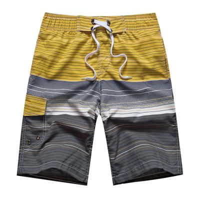 China Anti-UV Stripes Printed Waterproof Mens Surf Shorts With Mesh Lining for sale