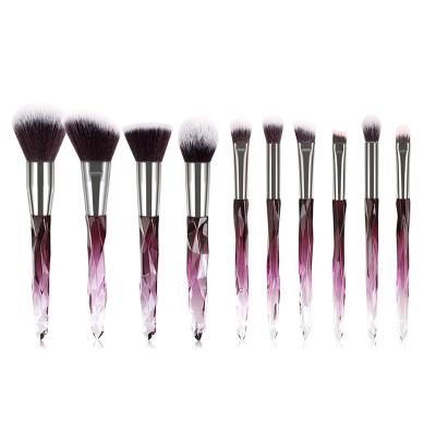 China Angular Blush Crystal Makeup Brush Set Plastic Handle Cosmetics Beauty Make Up Brushes Tool Kits for sale