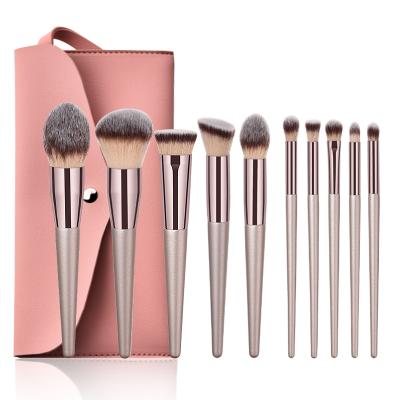 China Angular Blush 10 Pcs Hot Sale Private Label Vegan Makeup Face Brush Cosmetic Brush Makeup Brushes Custom Logo for sale