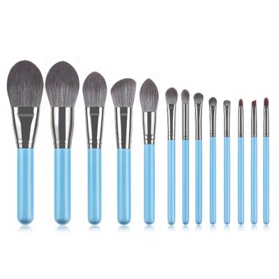 China Angular Blush Private Label New 13 Blue Makeup Cosmetic Brush Set Blush Eyeshadow Makeup Brush Makeup Tool Kit for sale