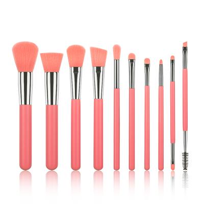 China Angular Blush Wood 10Pcs High Quality Cosmetic Brush Makeup Brushes Free Samples Makeup Brush Set Private Label for sale