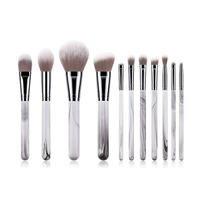 China Angular Blush Makeup Brushes Good Quality Marble Color Cosmetic Brush Wholesale Makeup Brushes for sale