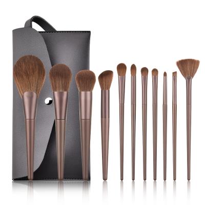 China Angular Blush Wood 11Pcs High Quality Cosmetic Brush Makeup Brushes Free Samples Makeup Brush Set Private Label for sale