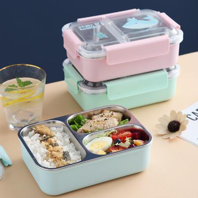 China Sustainable Food Preparing Bento Lunch Stainless Steel Lunchbox, Multi Compartment Blue/Pink/Green Box Containers for sale