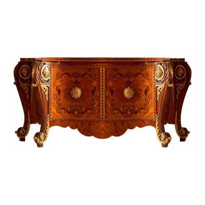 China Hand carved console table rococo luxury gold cabinet design furniture kitchen sideboard wooden hand carved for sale