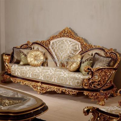 China Handmade Solid Wood Carving Living Room Furniture Luxury French Baroque Sofa And Solid Wood Sofa Sets Hand Carved for sale