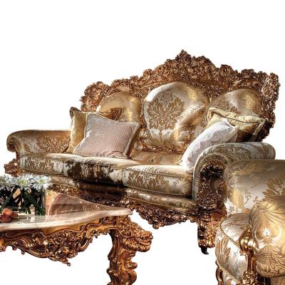 China Handmade Solid Wood Carving Solid Wood Sofa Antique Classic Design Handmade Carved Italian Sofa Set Furniture Antique French Wood Carving Living Room for sale