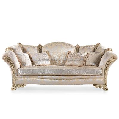 China Handmade Solid Wood Carving French Luxury Sofa,Villa Neoclassical Luxury Living Room Custom Solid Wood Fabric European Carved Sofa for sale