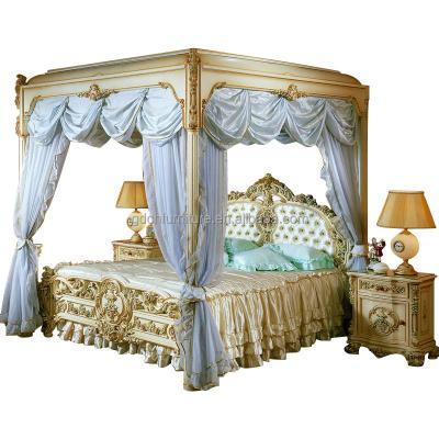 China EUROPEAN Queen Bedroom Carving Bedroom Furniture King Size Bed Manual Solid Wood Carving European Bed for sale