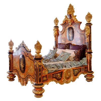 China Factory Manufacture EUROPEAN Customized Living Room Piece Carved Wood For European Home Furniture Solid Bed for sale