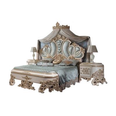 China Luxury Style Personality Bedroom Furniture Caliornia European Oversized King Bed Carved Solid Wood Handcrafted Solid Wood Bed for sale