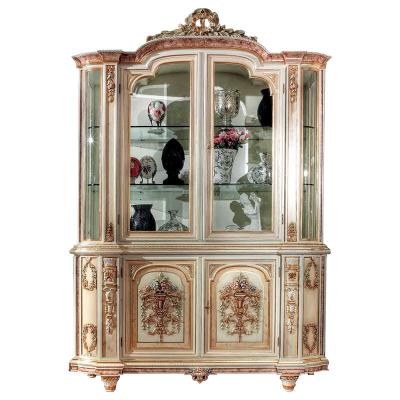 China Manual Solid Wood Carving Solid Wood Carving Classical Antique European Wine Cabinet Gradevin Dining Room Home Style Hand Painted Furniture for sale