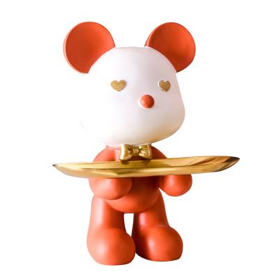 China Cute Animal Resin Elements Resin Crafts Orange Jewelry Table Storage Box Decoration Europe for sale