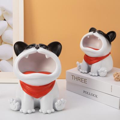 China Environmental protection wholesale Nordic resin Europe style decoration bulldog storage table top for sale