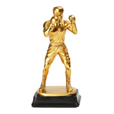 China Europe Customized Logo Golden Trophy Resin Boxer Victory Gesture Hot Selling Boxer Shorts Humanoid Trophy Athlete for sale