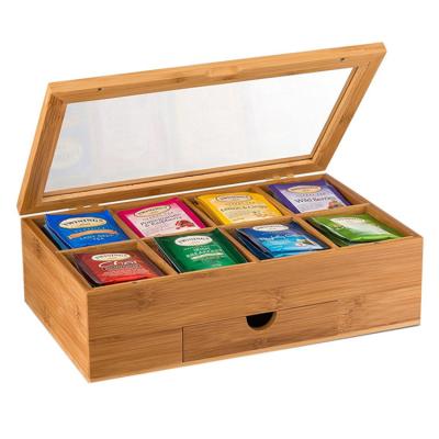 China Sustainable bamboo tea box from Caja Bambu | bamboo tea box 32.8*19.8*10.6CM | bamboo coffee tea box with drawer for sale