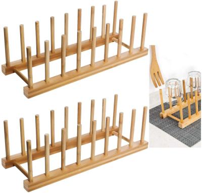 China Viable Wholesale High Quality 9 Slot Bamboo Wooden Dish Rack with 10pcs MOQ and Fast Leadtime Bamboo Wooden Dish Rack for sale