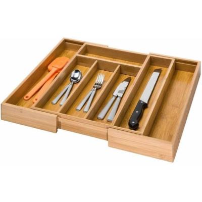 China Deluxe Bamboo Organizer Adjustable For Drawer Utensils 13.77 x 16.92 x 2.23 inch for sale