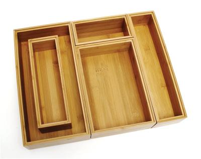 China Sustainable bamboo can be stacked storage box, drawer bamboo storage box, stationery desk finishing storage box for sale