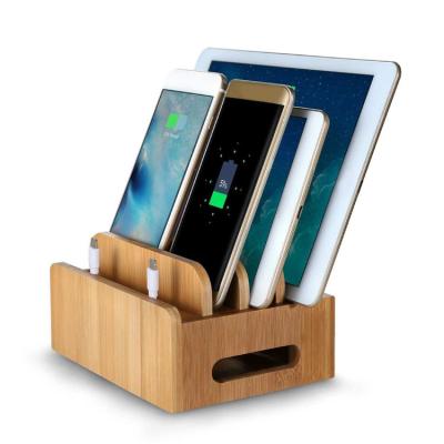 China Sustainable Custom Made Bambus Bamboo Charging Station For Multiple Devices Bamboo Charging Station Dock for sale