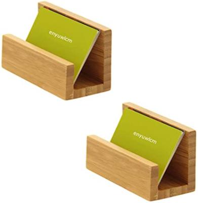 China China Bamboo Wooden Business Card Holder Desktop Display for Desk Organizer Wood Business Card Table Stand Counter for sale