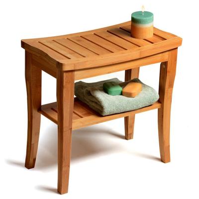 China Viable Custom Bathroom Stool Thickening Waterproof Bamboo Solid Wood European Shoe Stool Style Storage Stool for sale