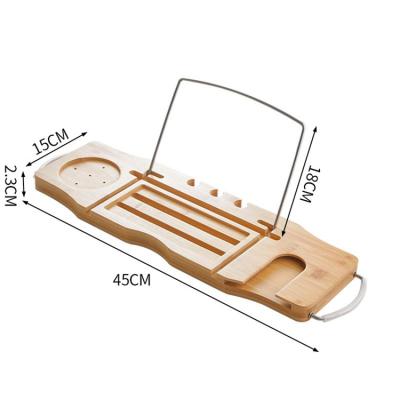 China Sustainable Natural Bamboo Bath Tray With Extendable Shower Tray Holder On Extension Side for sale