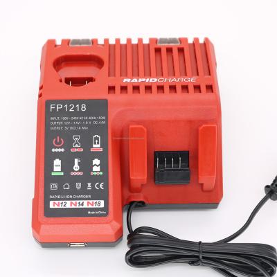 China Machine Tools Battery For Milwaukee Replacement Li-ion Dual Bay Charger High Quality Machine Tool Battery For Milwaukee 12V~18V Fast Charger With USB Port for sale